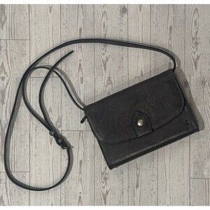 Frye Melissa leather wallet crossbody bag Carbon Gray With Adjustable Strap